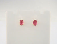 Sparkly Vintage 14K Solid Yellow Gold w/ 1.3 CTW Faceted Oval Natural Ruby 6.25 x 5 mm Oval Stud Pierced Earrings