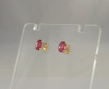 Sparkly Vintage 14K Solid Yellow Gold w/ 1.3 CTW Faceted Oval Natural Ruby 6.25 x 5 mm Oval Stud Pierced Earrings