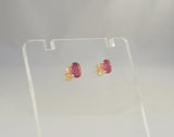 Sparkly Vintage 14K Solid Yellow Gold w/ 1.3 CTW Faceted Oval Natural Ruby 6.25 x 5 mm Oval Stud Pierced Earrings