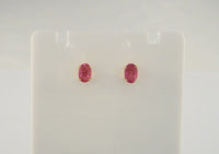 Sparkly Vintage 14K Solid Yellow Gold w/ 1.3 CTW Faceted Oval Natural Ruby 6.25 x 5 mm Oval Stud Pierced Earrings