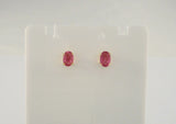 Sparkly Vintage 14K Solid Yellow Gold w/ 1.3 CTW Faceted Oval Natural Ruby 6.25 x 5 mm Oval Stud Pierced Earrings