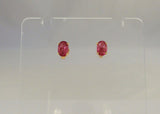 Sparkly Vintage 14K Solid Yellow Gold w/ 1.3 CTW Faceted Oval Natural Ruby 6.25 x 5 mm Oval Stud Pierced Earrings