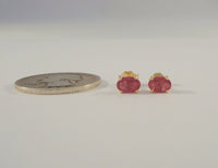 Sparkly Vintage 14K Solid Yellow Gold w/ 1.3 CTW Faceted Oval Natural Ruby 6.25 x 5 mm Oval Stud Pierced Earrings