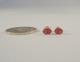 Sparkly Vintage 14K Solid Yellow Gold w/ 1.3 CTW Faceted Oval Natural Ruby 6.25 x 5 mm Oval Stud Pierced Earrings