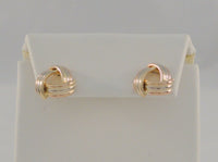 Classy Vintage 14K Solid Yellow White & Rose Gold Open Swirl Reuleaux Triangle 12.7 X 13mm Stud Earrings