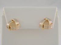 Classy Vintage 14K Solid Yellow White & Rose Gold Open Swirl Reuleaux Triangle 12.7 X 13mm Stud Earrings