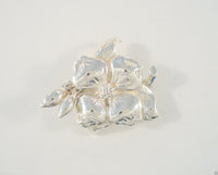 Detailed Heavy Signed Vintage Sterling Silver Dimensional Dogwood Tree Flower & Buds Pin or Brooch Carved Branch Blossoms