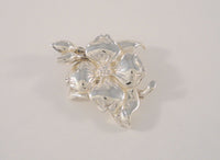 Detailed Heavy Signed Vintage Sterling Silver Dimensional Dogwood Tree Flower & Buds Pin or Brooch Carved Branch Blossoms