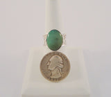 Large Unusual Vintage Sterling Silver & Cabochon Green Nephrite Jade Wide Cutout Band Caviar Detailed Ring Size 8