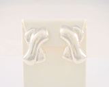 Large Signed Vintage Sterling Silver Taxco Mexican Criss Criss X Modernist Repousse Pierced Earrings