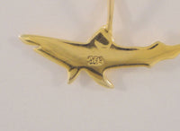 Large Fierce Detailed Vintage 14K Solid Yellow Gold Diamond Cut Swimming Shark Pendant 26.9x9.5mm