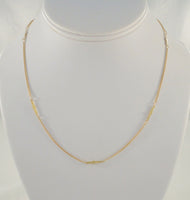 Sparkly Vintage Italian 14K Solid Yellow Gold Fancy Embellished Link Chain Necklace 17.25"