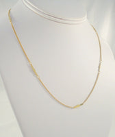 Sparkly Vintage Italian 14K Solid Yellow Gold Fancy Embellished Link Chain Necklace 17.25"