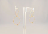 Large Handcrafted Vintage 14K Solid Yellow Gold Open Circle Hoop Long Dangle Hook Earrings w/ Knot Detail