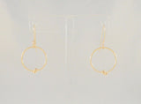 Large Handcrafted Vintage 14K Solid Yellow Gold Open Circle Hoop Long Dangle Hook Earrings w/ Knot Detail