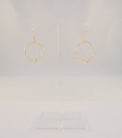 Large Handcrafted Vintage 14K Solid Yellow Gold Open Circle Hoop Long Dangle Hook Earrings w/ Knot Detail