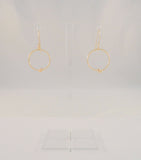 Large Handcrafted Vintage 14K Solid Yellow Gold Open Circle Hoop Long Dangle Hook Earrings w/ Knot Detail