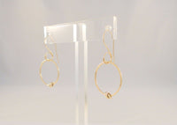 Large Handcrafted Vintage 14K Solid Yellow Gold Open Circle Hoop Long Dangle Hook Earrings w/ Knot Detail