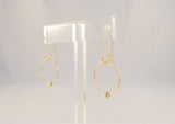 Large Handcrafted Vintage 14K Solid Yellow Gold Open Circle Hoop Long Dangle Hook Earrings w/ Knot Detail