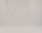 Large Handcrafted Vintage 14K Solid Yellow Gold Open Circle Hoop Long Dangle Hook Earrings w/ Knot Detail