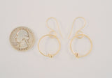 Large Handcrafted Vintage 14K Solid Yellow Gold Open Circle Hoop Long Dangle Hook Earrings w/ Knot Detail