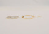 Large Handcrafted Vintage 14K Solid Yellow Gold Open Circle Hoop Long Dangle Hook Earrings w/ Knot Detail