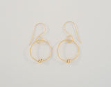 Large Handcrafted Vintage 14K Solid Yellow Gold Open Circle Hoop Long Dangle Hook Earrings w/ Knot Detail