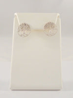 Large Vintage Sterling Silver Detailed Openwork Tree Of Life 17.5mm Round Stud Pierced Earrings