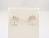 Large Vintage Sterling Silver Detailed Openwork Tree Of Life 17.5mm Round Stud Pierced Earrings