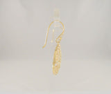 Large Signed Vintage Yellow Gold Vermeil Over Sterling Silver Filigree Openwork Floral Rosette Dangle Hook Earrings