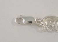 Detailed Signed Vintage Sterling Silver Noah's Ark Bracelet 16mm Wide Diamond Cut & Carved Animals 7.5"