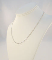 Handcrafted Signed Vintage Mexican Sterling Silver Figaro Chain Necklace 3.5mm Wide Sparkly 17 5/8"
