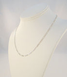 Handcrafted Signed Vintage Mexican Sterling Silver Figaro Chain Necklace 3.5mm Wide Sparkly 17 5/8"