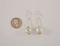 Large Bold Vintage Handcrafted Sterling Silver Ball & Spindle Dangle Hook Earrings, w/ Bali Rosette & Rope Details 2" Long