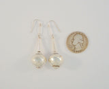 Large Bold Vintage Handcrafted Sterling Silver Ball & Spindle Dangle Hook Earrings, w/ Bali Rosette & Rope Details 2" Long