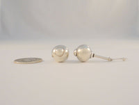 Large Bold Vintage Handcrafted Sterling Silver Ball & Spindle Dangle Hook Earrings, w/ Bali Rosette & Rope Details 2" Long