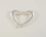 Huge Signed Vintage Taxco Mexican Sterling Silver Abstract Modernist Repousse Open Heart Pin Brooch Puffy