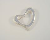 Huge Signed Vintage Taxco Mexican Sterling Silver Abstract Modernist Repousse Open Heart Pin Brooch Puffy