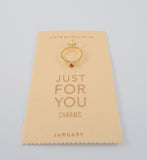 New Anthropologie January Birthstone Sparkly Red Solitaire w/ Accents Gold Tone Ring Just For You Charm or Necklace Pendant