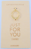 New Anthropologie January Birthstone Sparkly Red Solitaire w/ Accents Gold Tone Ring Just For You Charm or Necklace Pendant