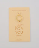 New Anthropologie January Birthstone Sparkly Red Solitaire w/ Accents Gold Tone Ring Just For You Charm or Necklace Pendant