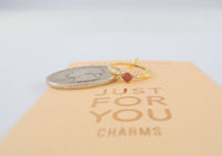 New Anthropologie January Birthstone Sparkly Red Solitaire w/ Accents Gold Tone Ring Just For You Charm or Necklace Pendant