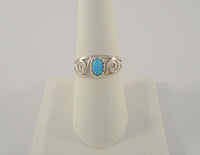 Vintage Sterling Silver & Fiery Opal Curvy Openwork Filigree Scroll Design 8mm Wide Band Ring Size 7.5