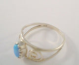 Vintage Sterling Silver & Fiery Opal Curvy Openwork Filigree Scroll Design 8mm Wide Band Ring Size 7.5