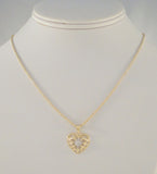 Signed Vintage Solid 14K Yellow & White Gold w/ Diamond Accent Curvy Filigree Openwork Heart Pendant on a Heavy High Quality Chain Necklace  20"