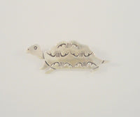 Large Detailed Vintage Southwest Hand Stamped Sterling Silver Turtle or Tortoise Pin Brooch