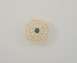 Large Detailed Vintage or Antique Handcrafted 950 Silver & Azurite Malachite Cannetille Filigree Round Pin / Pendant