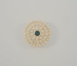 Large Detailed Vintage or Antique Handcrafted 950 Silver & Azurite Malachite Cannetille Filigree Round Pin / Pendant