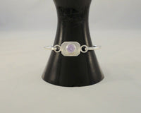 Handcrafted Vintage Mexican Sterling Silver & Sparkling Round Faceted Lavender Purple Stone Hinged Bangle Bracelet 6.5"