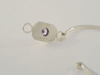 Handcrafted Vintage Mexican Sterling Silver & Sparkling Round Faceted Lavender Purple Stone Hinged Bangle Bracelet 6.5"